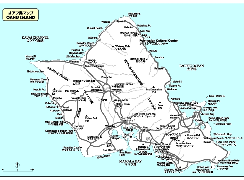 ハワイ De 英語 オアフ島マップ